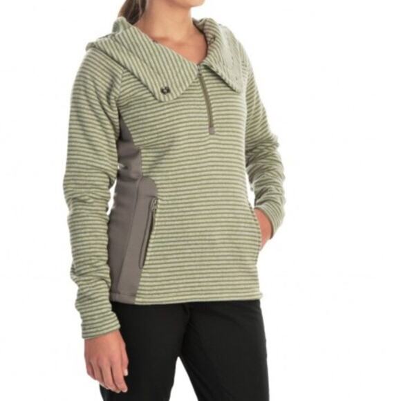 Avalanche Cascade Hooded Sweater Pullover Jacket Womens Sz Small Green Striped - Picture 8 of 8